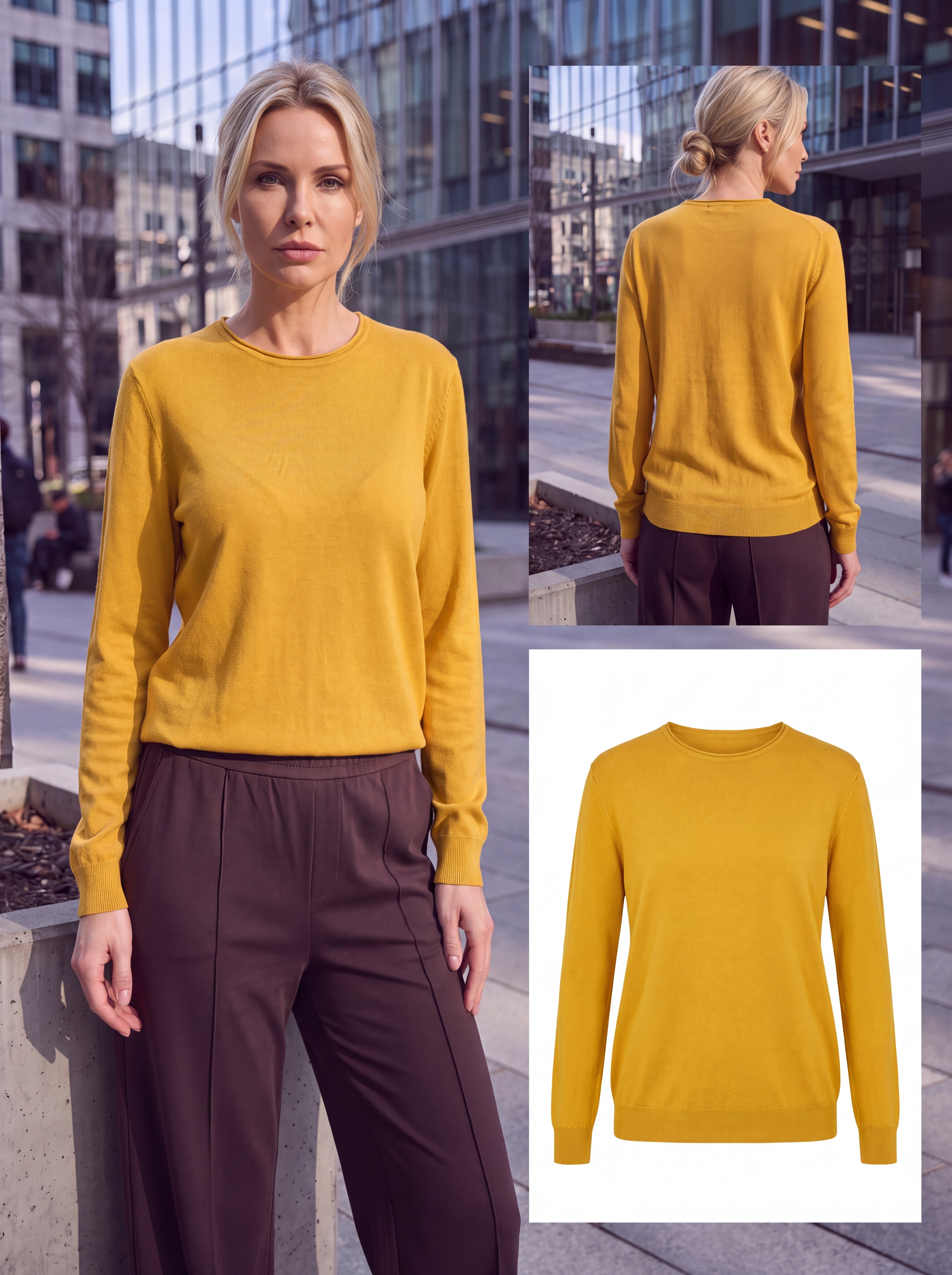 Dámsky pulóver s okrúhlym výstrihom H.WINTER MUSTARD YELLOW horčicovo žltá s.WEAR 2